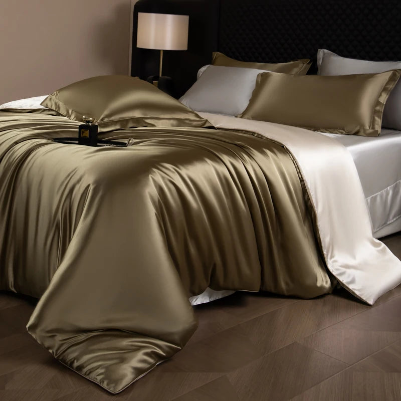 Silk Rayon Luxury Bedding Set | Duvet Cover, Fitted Sheet & Pillowcases King Queen Twin