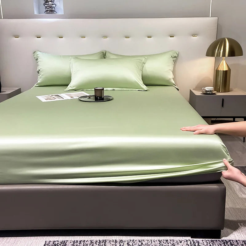 Natural Mulberry Silk Fitted Sheet | Luxury Mattress Cover King Queen Custom Size