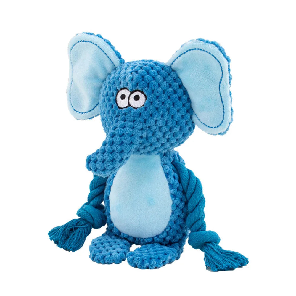 Squeaky Plush Dog Chew Toy | Crinkle & Cotton Rope Interactive Puppy Toy