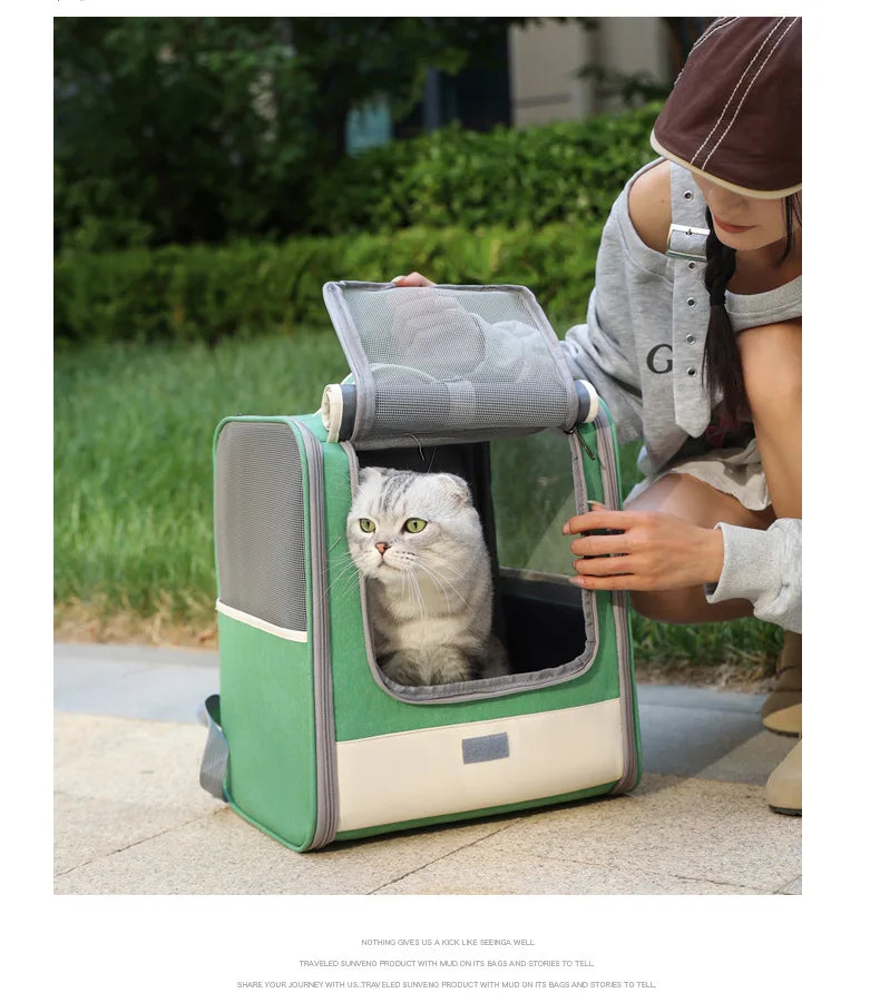 Fashionable Pet Backpack Carrier | Spacious & Breathable Bag for Cats & Dogs