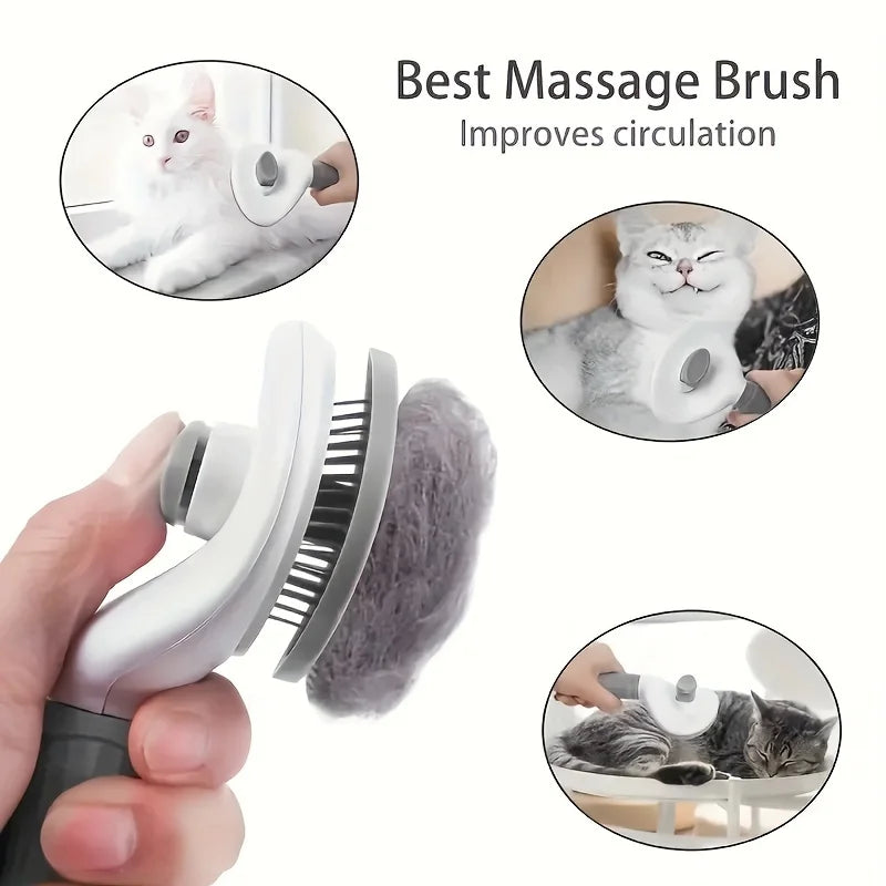 One-Click Pet Hair Removal Slicker Brush | Auto Self-Cleaning Grooming Comb