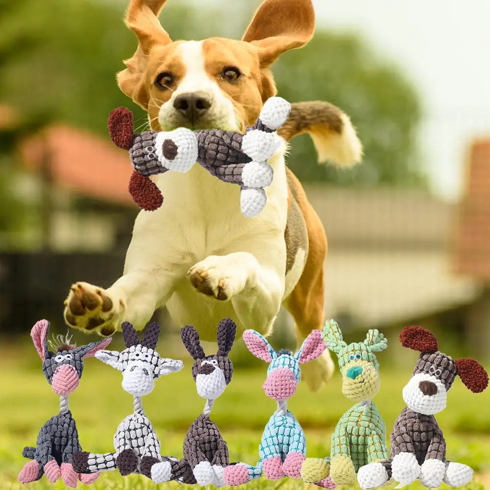 Plush Squeaky Donkey Dog Chew Toy | Interactive Teething Toy for Small Dogs