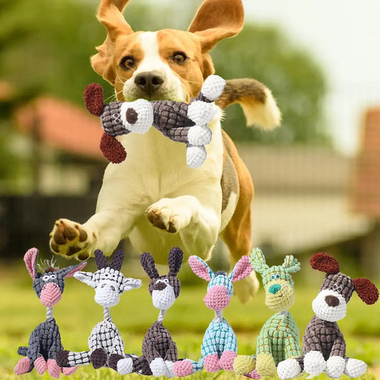 Plush Squeaky Donkey Dog Chew Toy | Interactive Teething Toy for Small Dogs