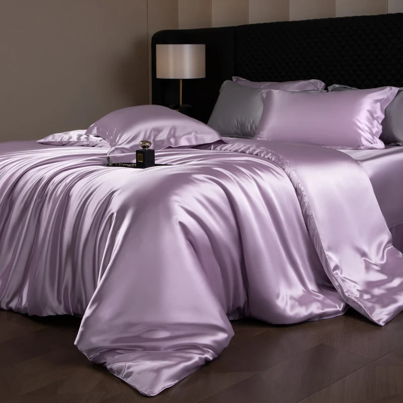 Silk Rayon Luxury Bedding Set | Duvet Cover, Fitted Sheet & Pillowcases King Queen Twin