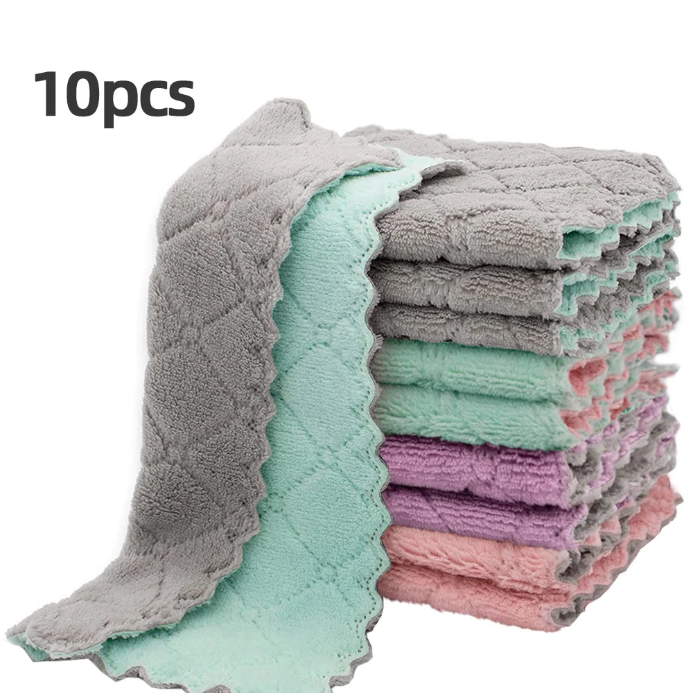 10PCS Kitchen Towels & Dishcloths Set | Colorful Small Dish Washing Rags