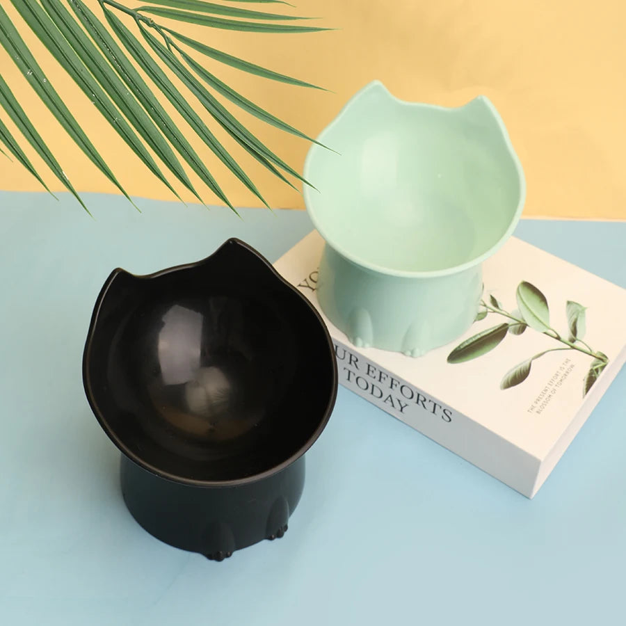 Elevated Anti-Tip Cat Bowl | Raised Tilted Feeding Dish for Neck Protection