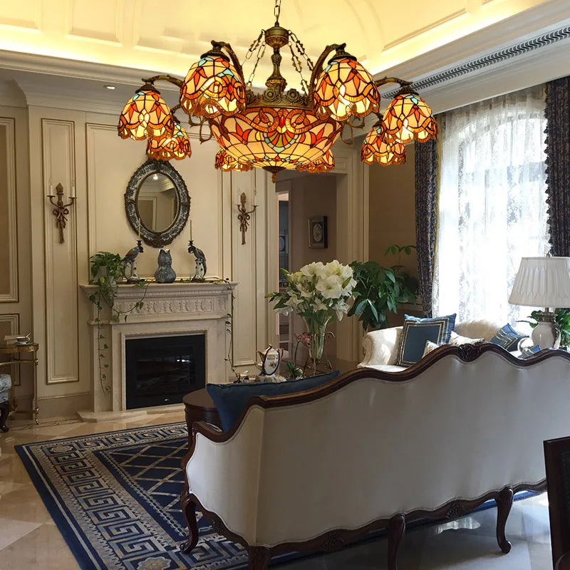 European Baroque Glass Chandelier | Retro Pendant Ceiling Lamp for Bedroom & Villa