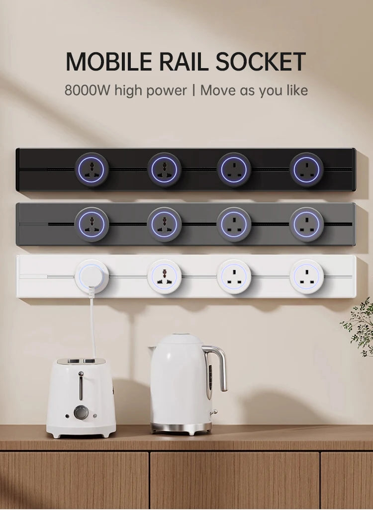 Universal Wall Power Track Socket | Removable USB Adapter Plug US EU UK FR