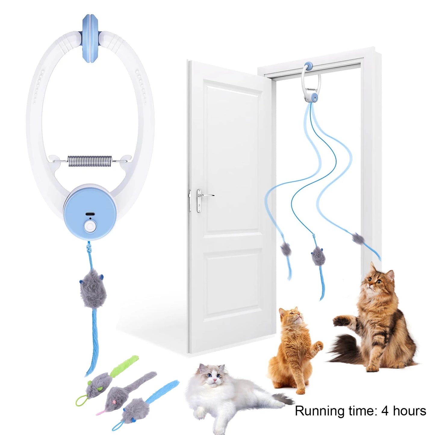 Automatic Retractable Door Hanging Cat Toy | Self-Play Exercise Toy for Kittens