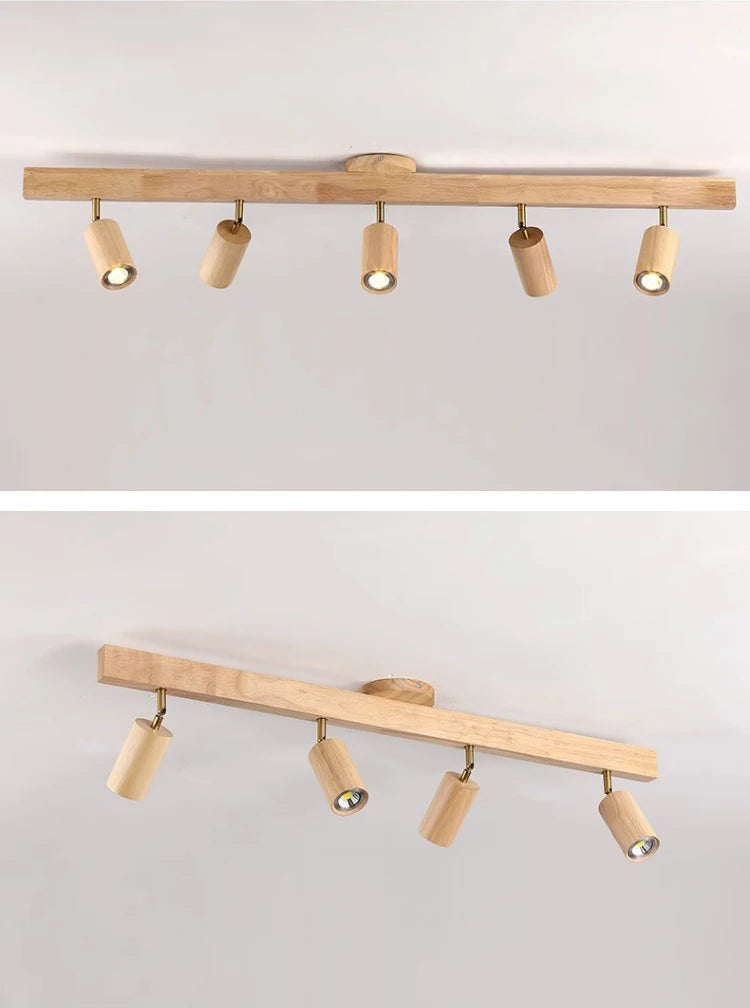 Japanese Wood Chandelier Spotlight | Adjustable Indoor Hallway & Living Room Light