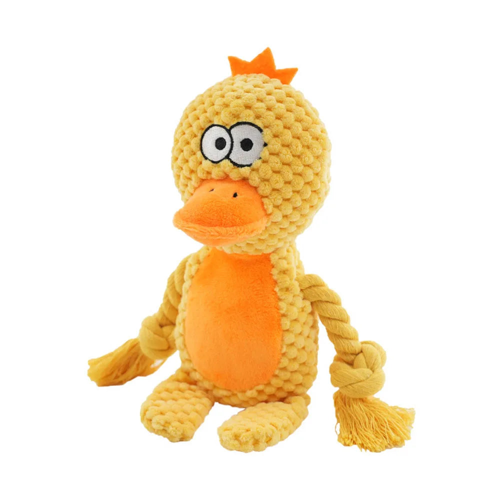 Squeaky Plush Dog Chew Toy | Crinkle & Cotton Rope Interactive Puppy Toy