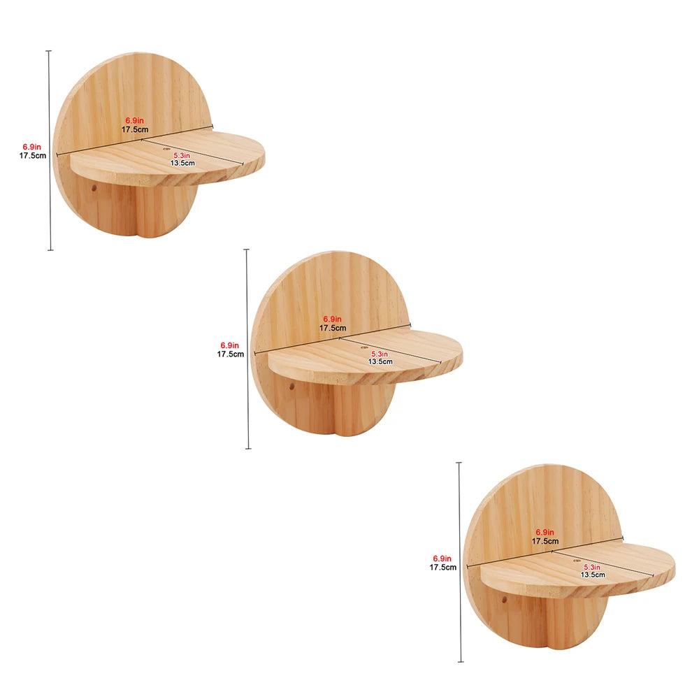Wall Mounted Wooden Cat Climbing Shelf & Bridge | Safety Net Steps for Cats & Kittens