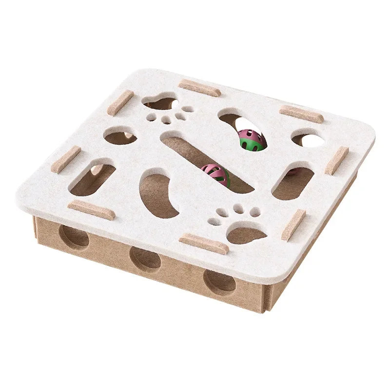 Felt Puzzle Box Cat Exercise Toy | Interactive Ball Hunting Toy for Indoor Cats