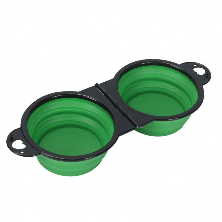 Foldable 2-in-1 Dog Dual Bowl | Portable Outdoor Travel Food & Water Feeder