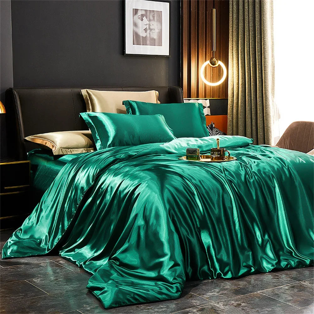 Luxury Satin Silk Bedding Set | Duvet Cover, Sheet & Pillowcases King Queen Twin