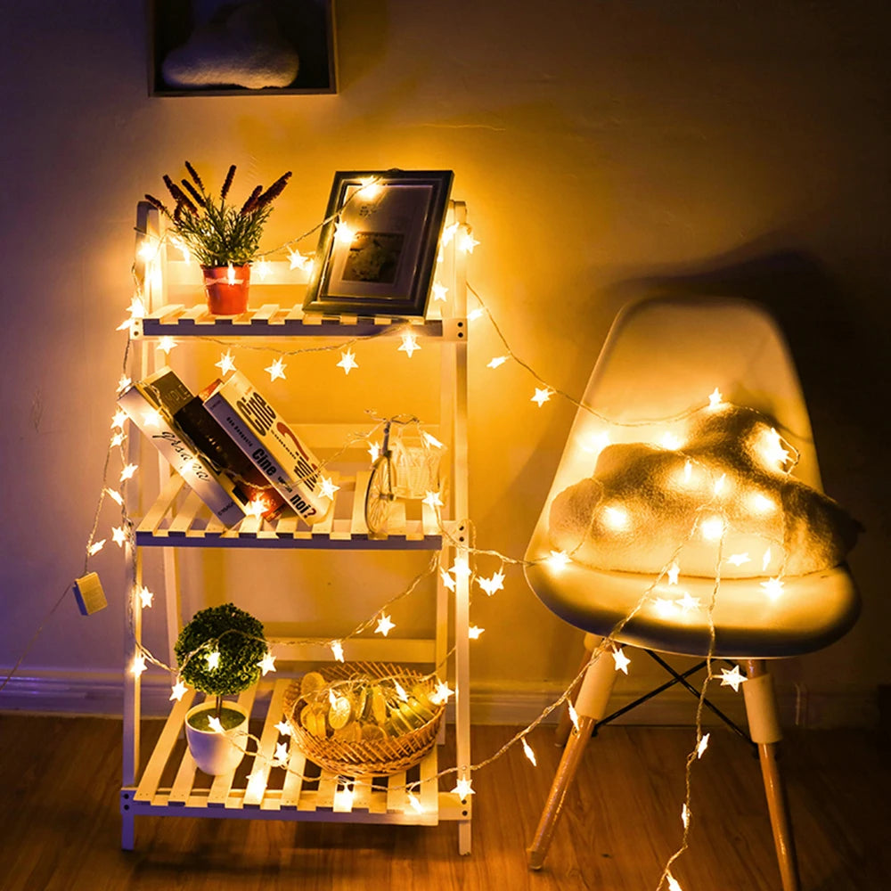 LED Star Fairy String Lights | Outdoor Garland Bulb for Party, Garden & Christmas