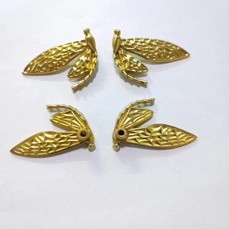 Nordic Gold Dragonfly Brass Cabinet Pull | Luxury Single Hole Kitchen Drawer Handle