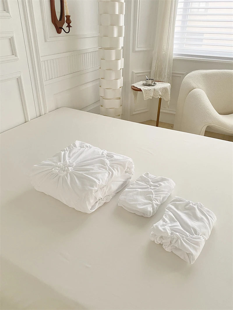 3D Twist Flower Pinch Pleated Bedding Set | Luxury Duvet Cover Queen & Double Size