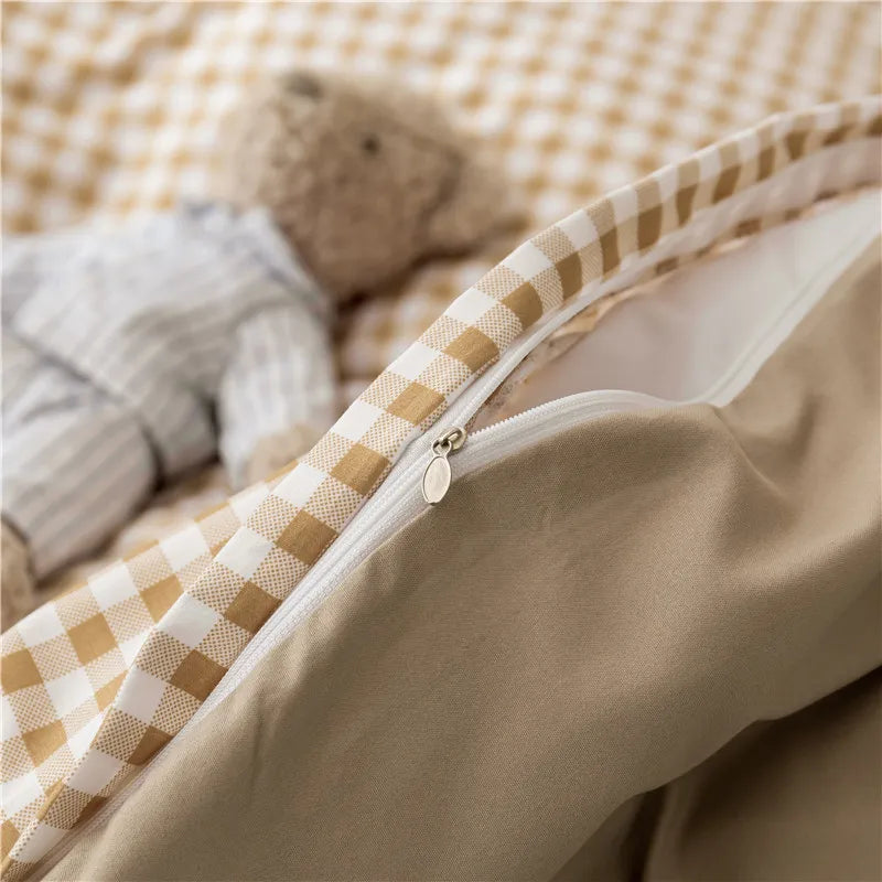 Kawaii Bear Floral Bedding Set | Duvet Cover, Pillowcase & Sheet Full Queen King