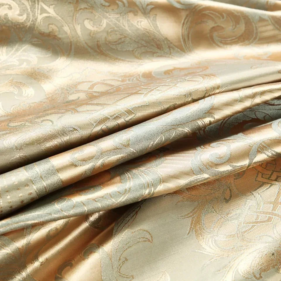 Luxury Satin Jacquard Duvet Cover Set | European Wedding Bedding King Queen Size