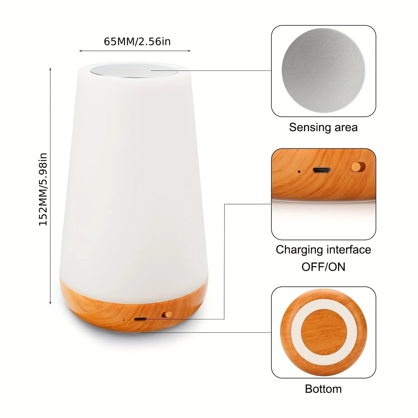 RGB 13-Color LED Night Light | Rechargeable Touch & Remote Dimmable Bedside Lamp