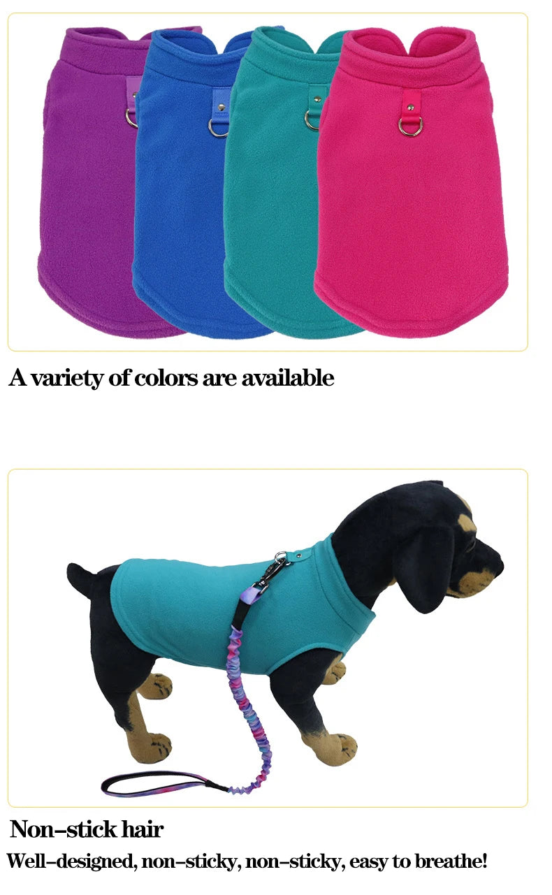 Warm Fleece Dog Jacket Vest with D-Ring