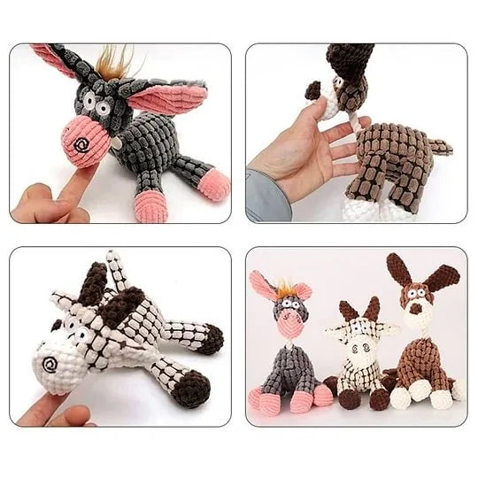 Plush Squeaky Donkey Dog Chew Toy | Interactive Teething Toy for Small Dogs