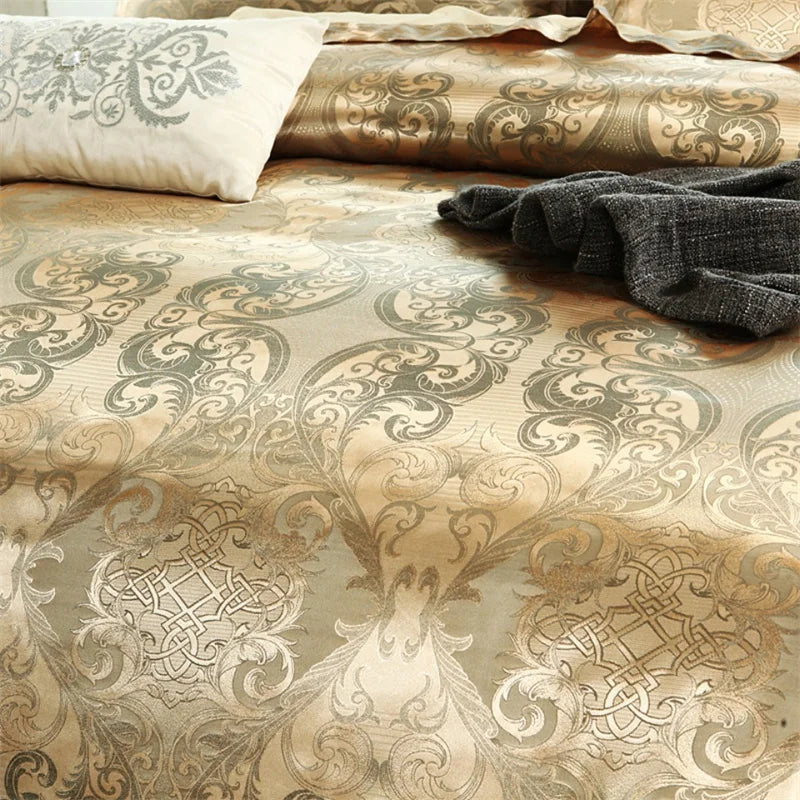 Luxury Satin Jacquard Duvet Cover Set | European Wedding Bedding King Queen Size