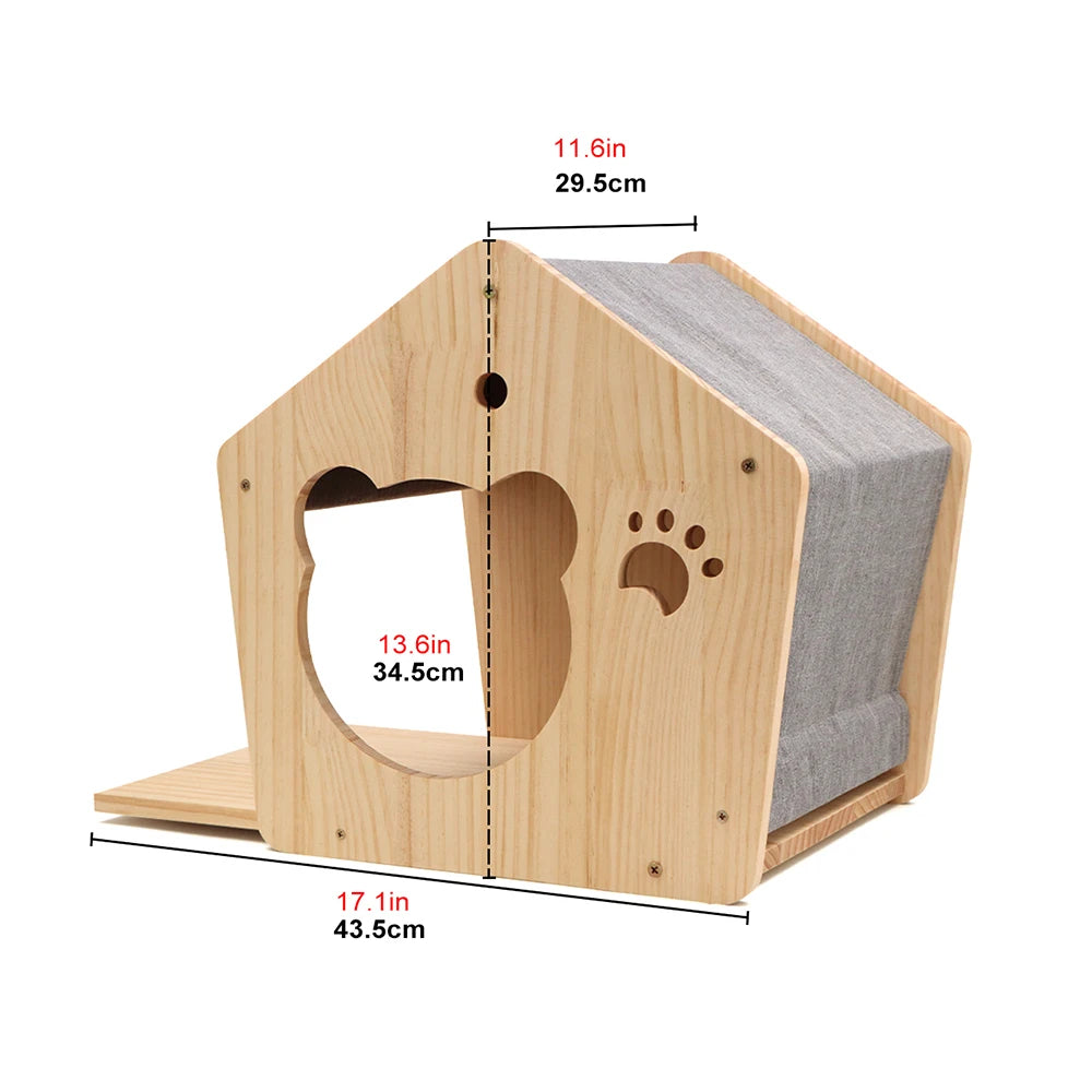 Wall Mounted Wooden Cat Climbing Shelf & Bridge | Safety Net Steps for Cats & Kittens