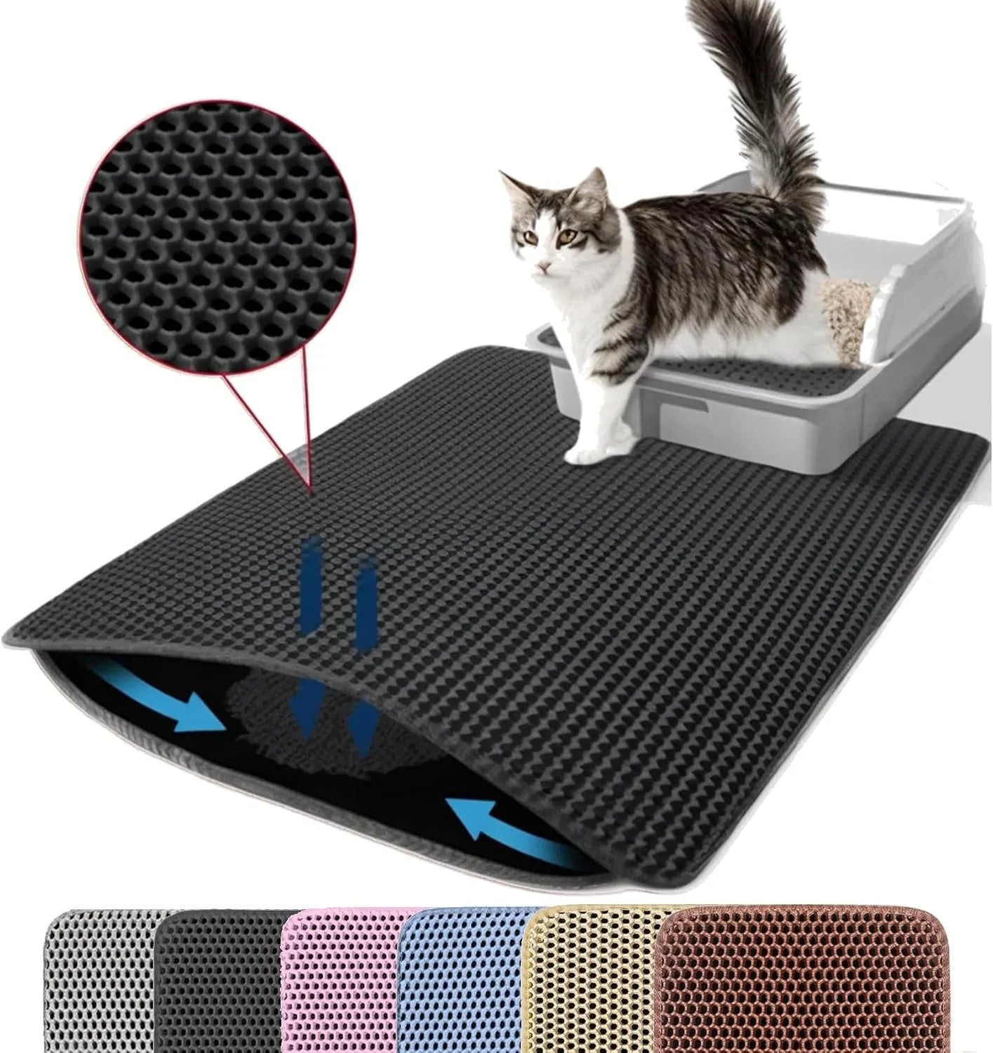 Double Layer Cat Litter Mat | Waterproof Anti-Slip Litter Box Filter Mat
