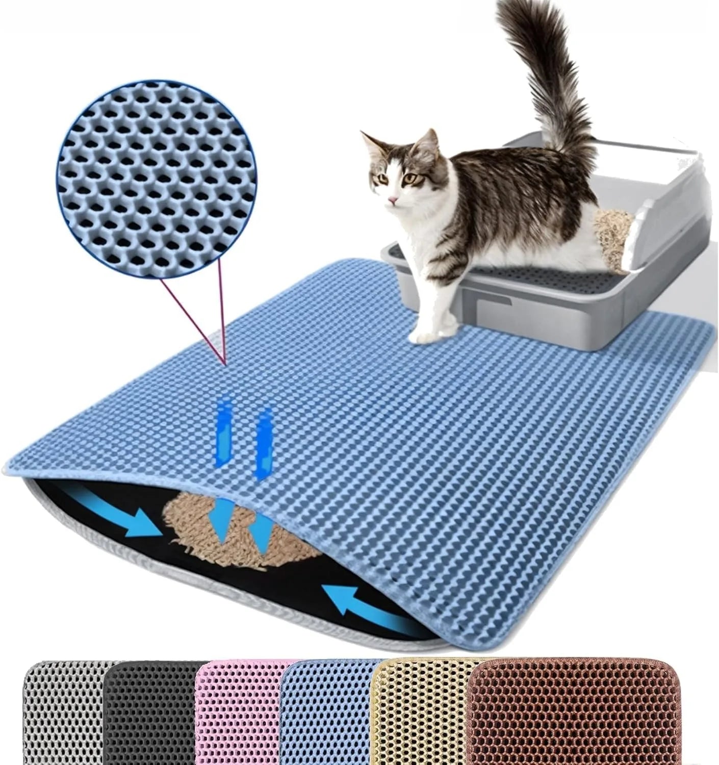 Double Layer Cat Litter Mat | Waterproof Anti-Slip Litter Box Filter Mat