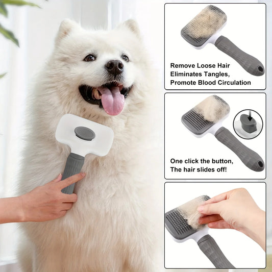 Self-Cleaning Pet Slicker Brush | Hair Removal Comb for Dogs