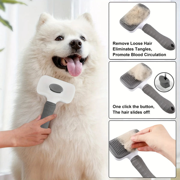 Self-Cleaning Pet Slicker Brush | Hair Removal Comb for Dogs