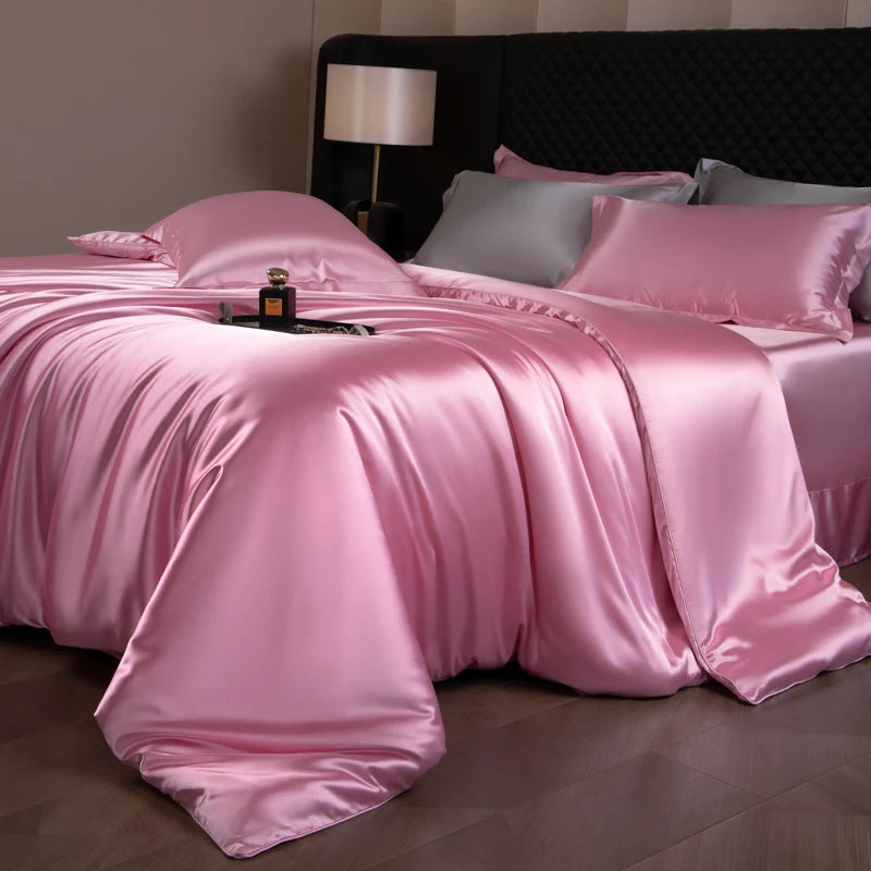 Silk Rayon Luxury Bedding Set | Duvet Cover, Fitted Sheet & Pillowcases King Queen Twin