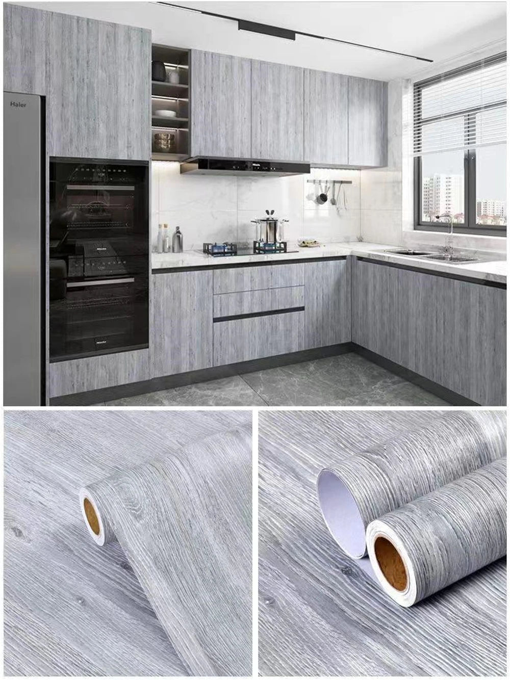 PVC Self-Adhesive Waterproof Wallpaper Roll | Wood Grain Vinyl Sticker for Home Decor