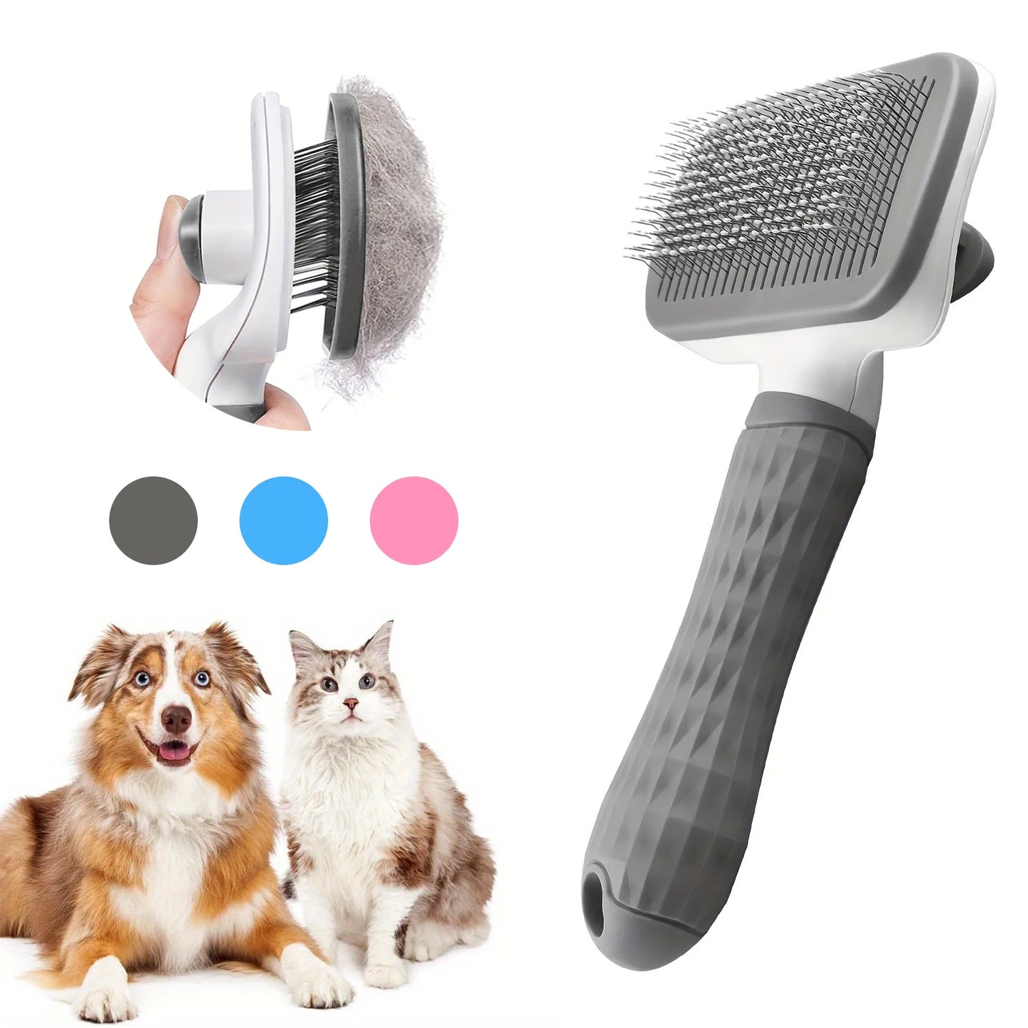 Self-Cleaning Pet Slicker Brush | Hair Removal Comb for Dogs