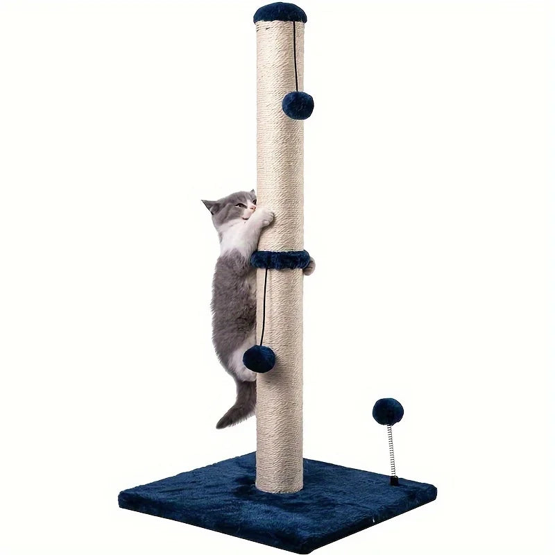 34-Inch Sisal Cat Scratching Post | Indoor Tree with Hanging Ball for Adult Cats