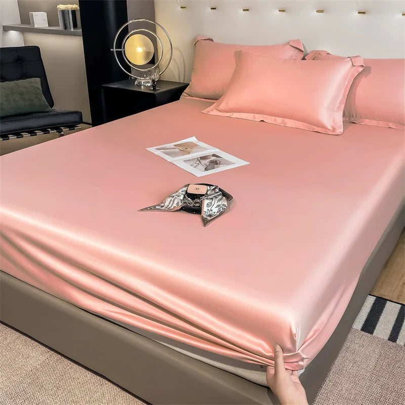 Natural Mulberry Silk Fitted Sheet | Luxury Mattress Cover King Queen Custom Size
