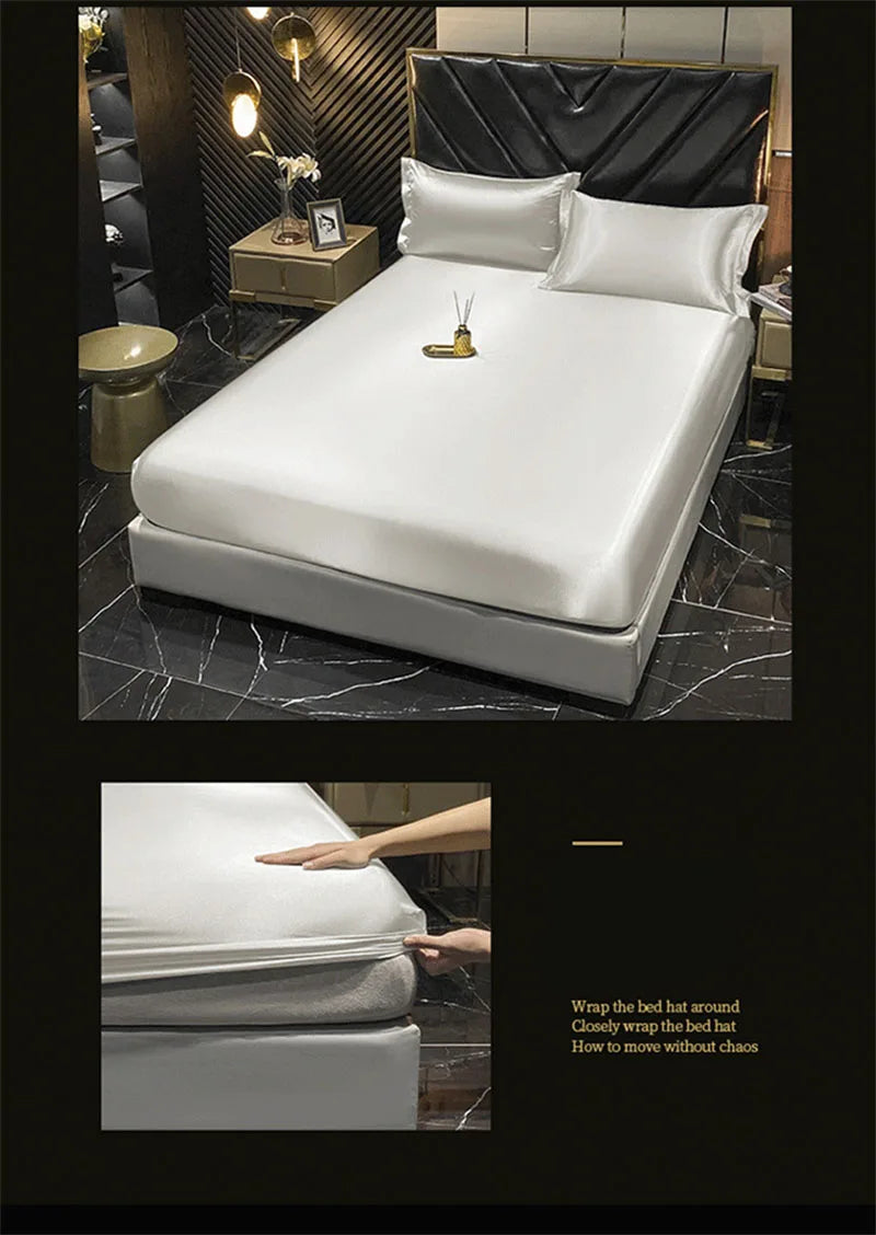 Natural Mulberry Silk Bedding Set | Luxury Satin Duvet Cover & Sheets King Queen