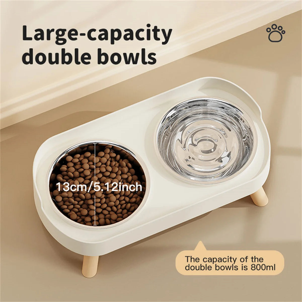 Colorful Stainless Steel Dog Double Bowl | Large Capacity Food & Water Feeder
