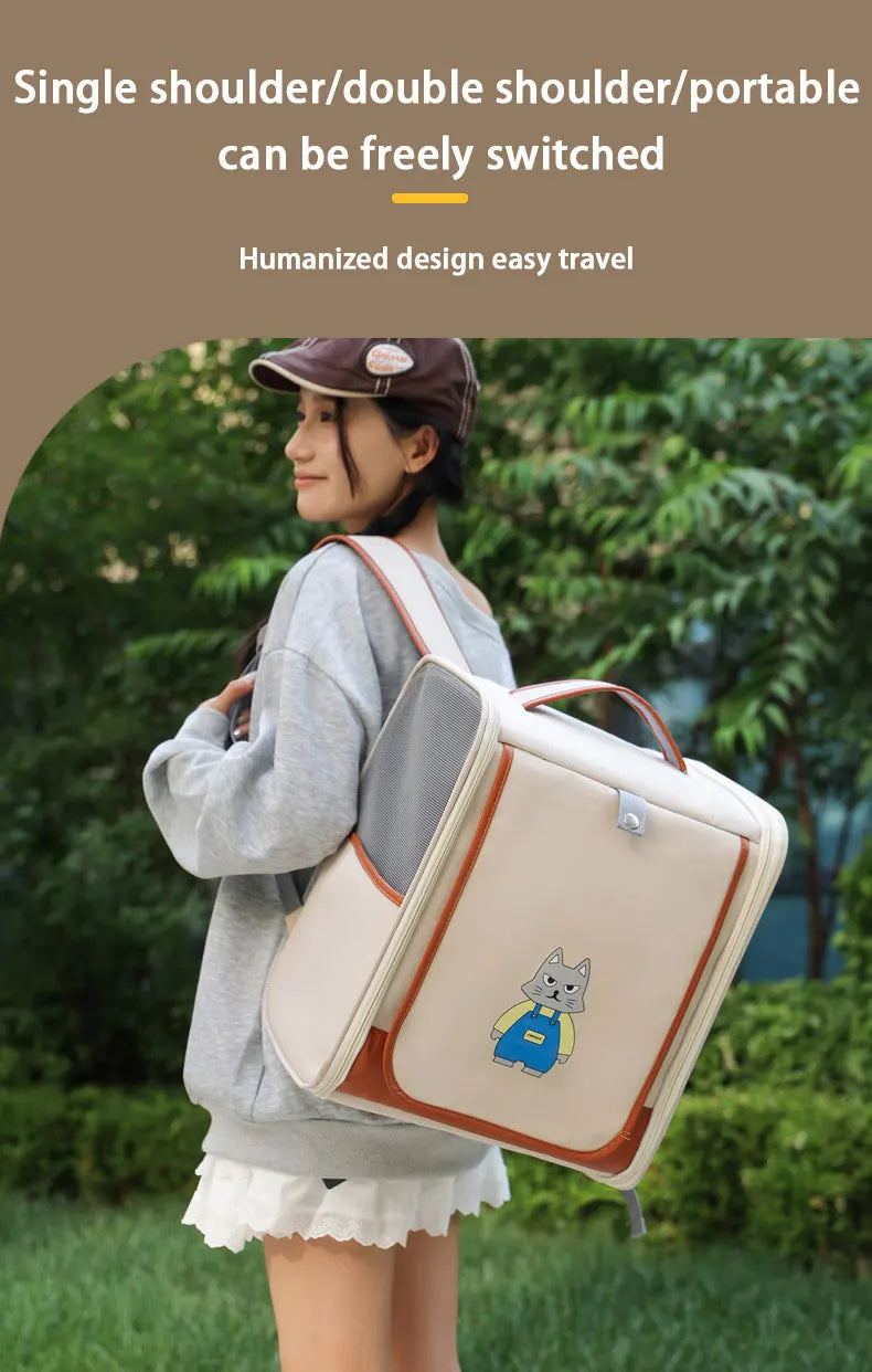 Fashionable Pet Backpack Carrier | Spacious & Breathable Bag for Cats & Dogs