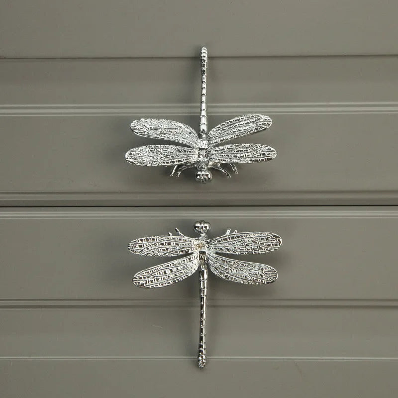 Nordic Gold Dragonfly Brass Cabinet Pull | Luxury Single Hole Kitchen Drawer Handle