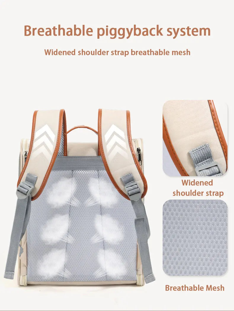 Fashionable Pet Backpack Carrier | Spacious & Breathable Bag for Cats & Dogs