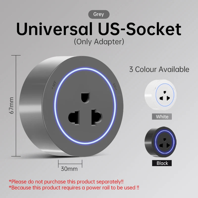 Universal Wall Power Track Socket | Removable USB Adapter Plug US EU UK FR