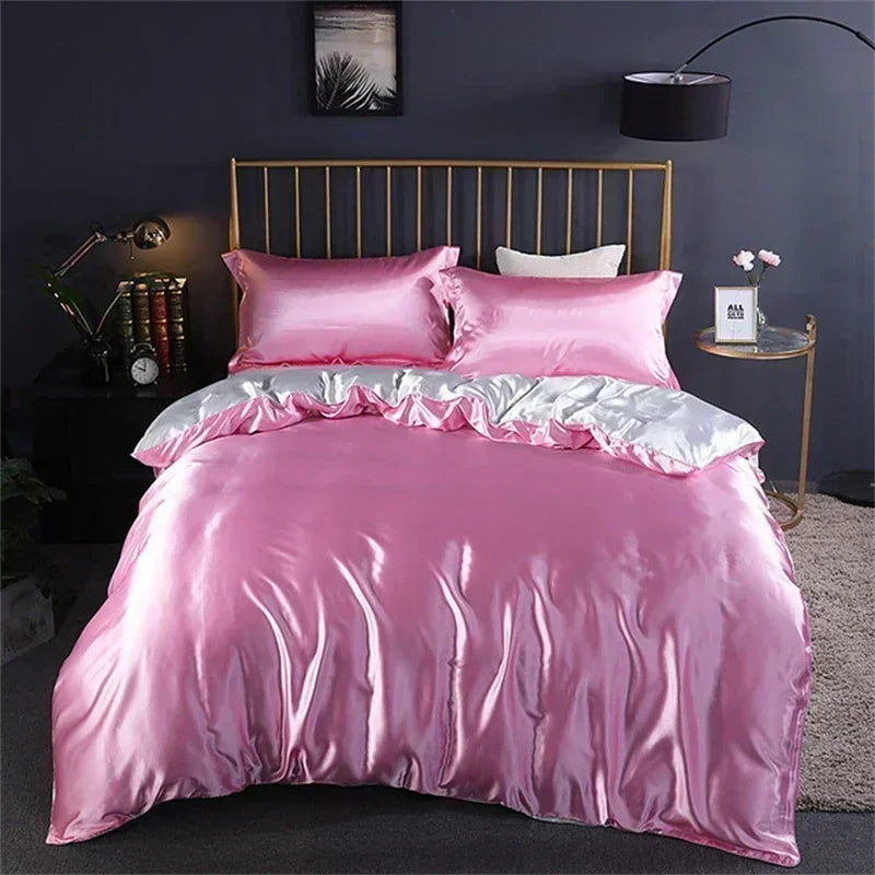 Natural Mulberry Silk Bedding Set | Luxury Satin Duvet Cover & Sheets King Queen