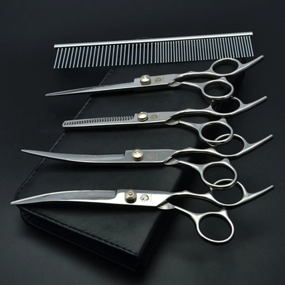 Stainless Steel Dog Grooming Scissors Set | Cutting, Thinning & Curved Shears