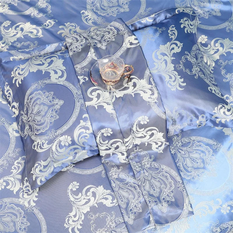 Luxury Satin Jacquard Duvet Cover Set | European Wedding Bedding King Queen Size