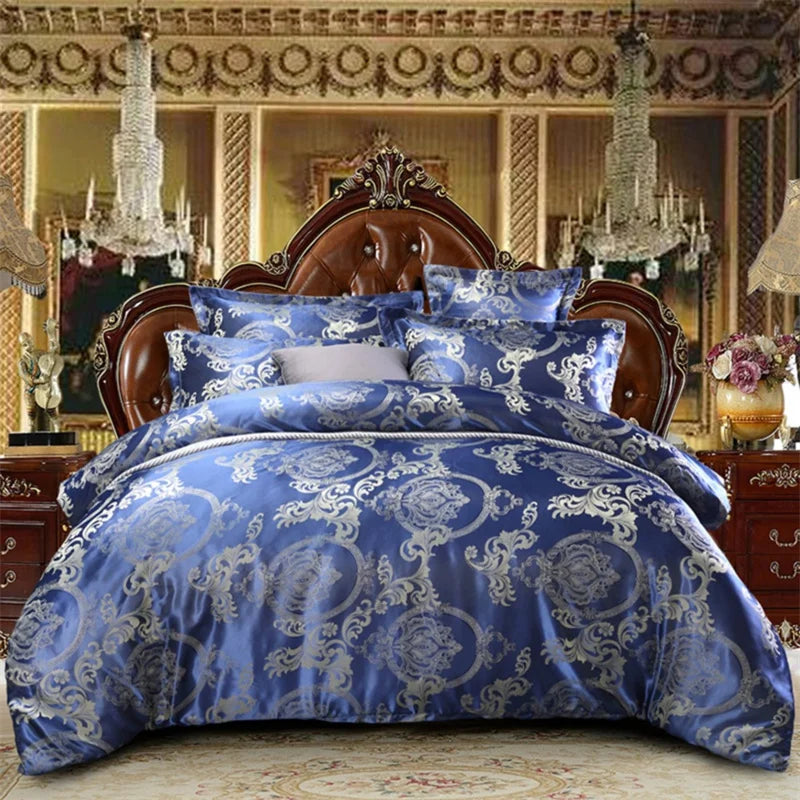 Luxury Satin Jacquard Duvet Cover Set | European Wedding Bedding King Queen Size