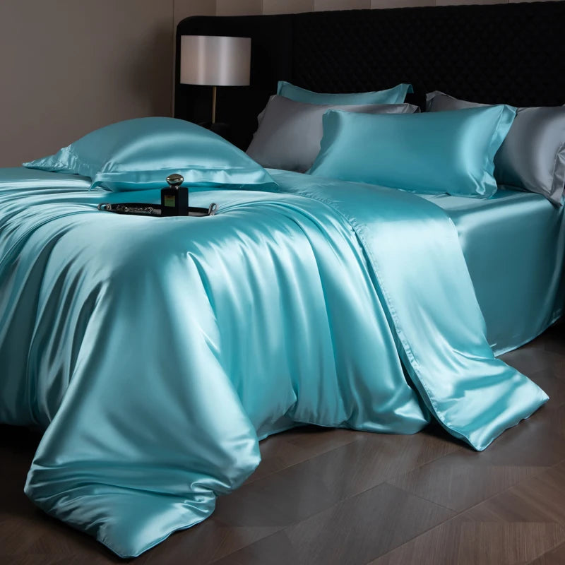 Silk Rayon Luxury Bedding Set | Duvet Cover, Fitted Sheet & Pillowcases King Queen Twin