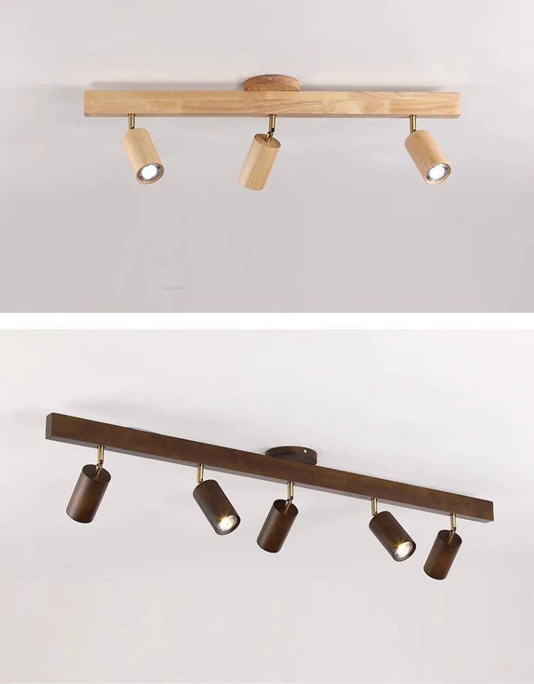 Japanese Wood Chandelier Spotlight | Adjustable Indoor Hallway & Living Room Light